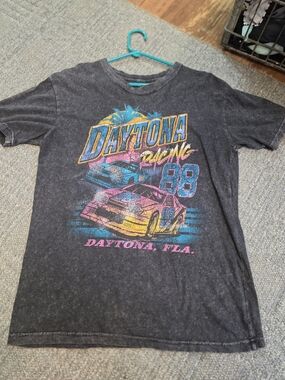 Vintage Daytona Racing Graphic Tee - Black with Neon Print